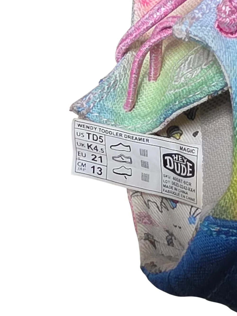 Hey Dude Kids Tie-Dye Canvas Moccasins with Pink Laces